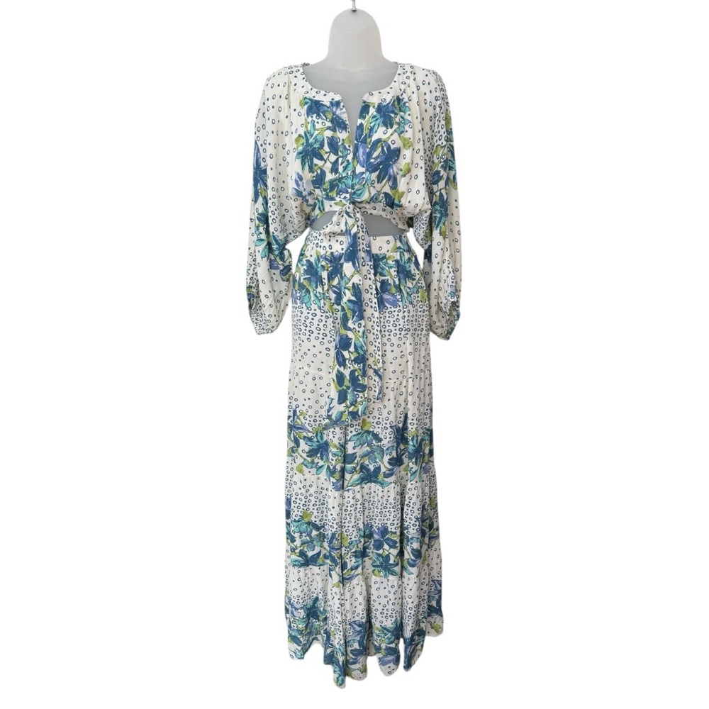 FREE PEOPLE | Paradise Wide Leg Boho Jumpsuit in Ivory Floral, Size Medium - Picture 6 of 16